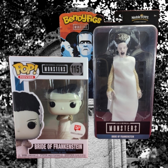 Bride of frankenstein figure and funko pop (NIB) Brand new bendy figs monsters - Picture 1 of 12